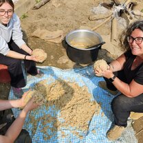 Prepping rice for the elephants